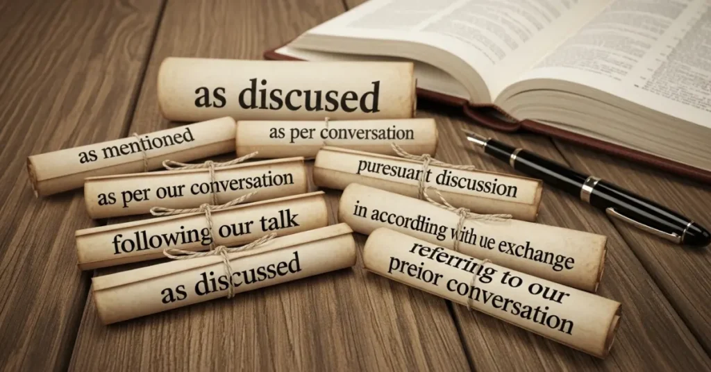as-discussed-synonyms