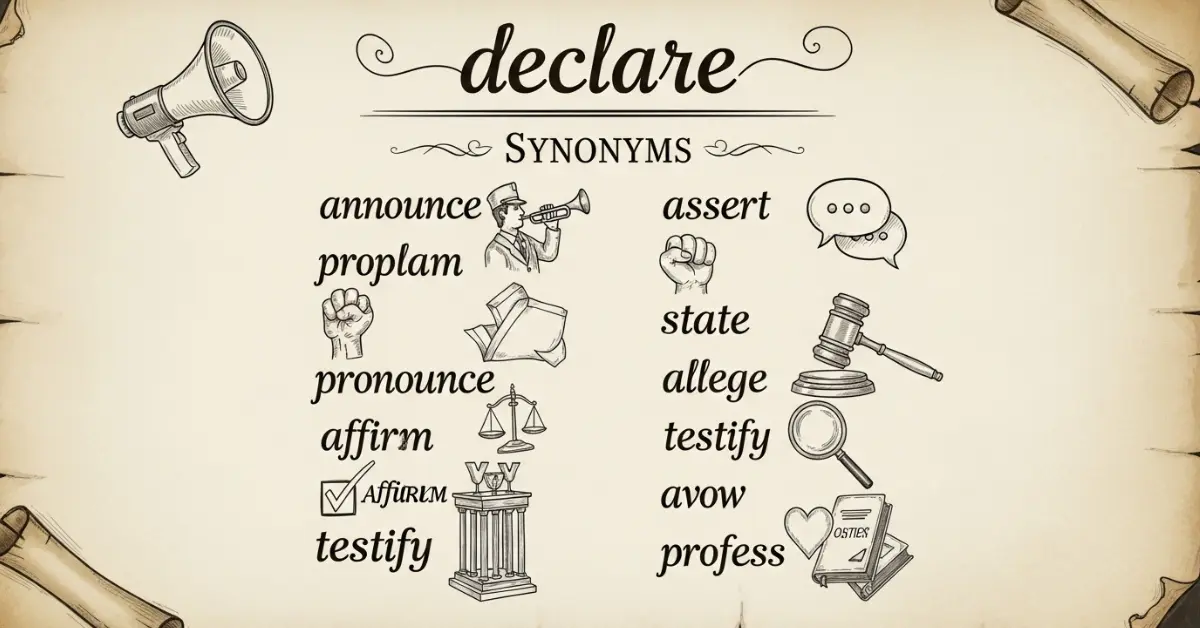 Word Declare Synonyms for Declare: 50 Easy Words