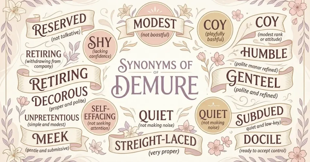 synonyms-of-demure